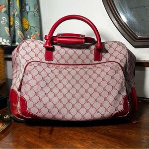 Vintage Polo Ralph Lauren Red Monogram 2-Wheel Carry-On Luggage EUC/GUC